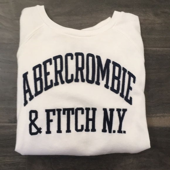 White Abercrombie Crew Neck Sweater - Picture 1 of 3